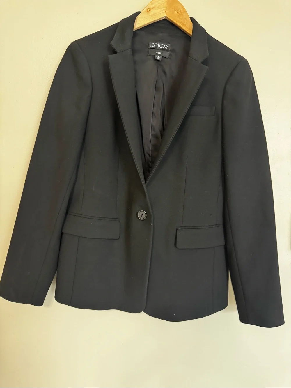 J.CREW Regent Womens Black Blazer 8 Single-Breasted 1-Button Notch Lined K5961